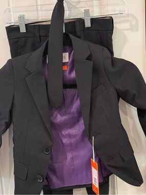Opposuits Boys Black Knight Suit Set 6Y Jacket Pants Tie NWT Formal Outfit
